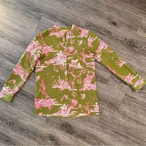 Rose And Rose Half Button Long Sleeve Blouse